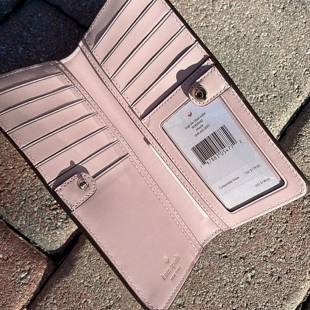 Kate Spade Schuyler Large Slim Bifold Wallet Clutch 
Chalk Pink 
NWT - Picture 5 of 16